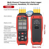 Multi-Channel Temperature Data Logger TA612C, Handheld 4 Channels