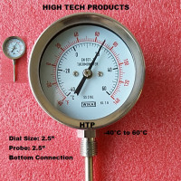 Temperature Gauge -40°C to 60°C, Chrome Body Dial Size 2.5 Inch, Probe Length 2.5 Inch, Bottom Connection, Reliable Quality In Stock