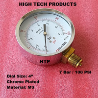 Pressure Gauge 7 Bar / 101 PSI, Chrome Body Dial Size 4 Inch, Reliable Quality In Stock